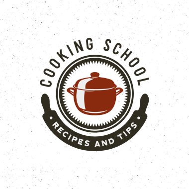 vintage sınıfları logo yemek. Retro mutfak okul amblemi tarz. vektör çizim