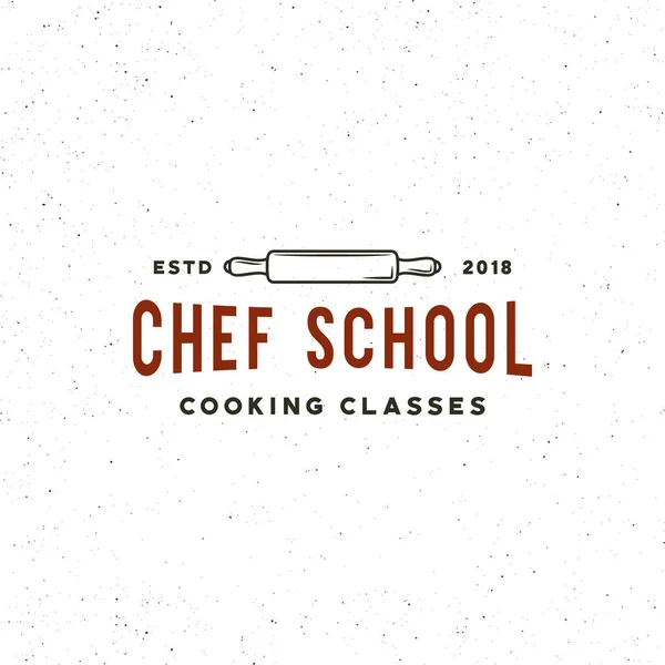 Logotipo de las clases de cocina vintage. emblema de la escuela culinaria estilo retro. ilustración vectorial — Vector de stock