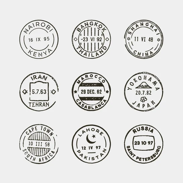 Conjunto de sellos de franqueo vintage. ilustración vectorial — Vector de stock