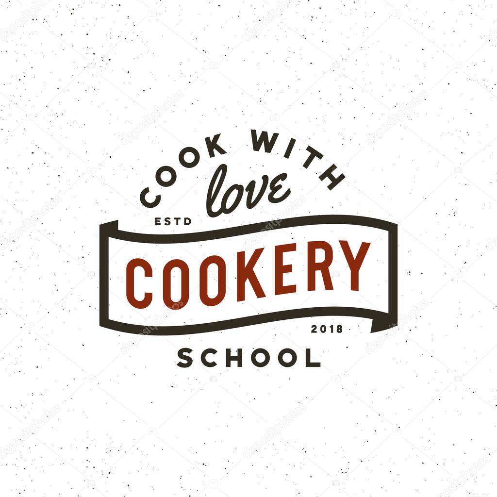 Vintage cooking classes logo. retro styled culinary school emblem, badge, design elements, logotype template. vector illustration