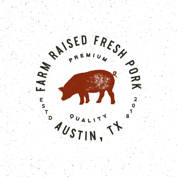 Etiqueta de cerdo fresco premium. emblema de la tienda de carne estilo retro. ilustración vectorial — Vector de stock