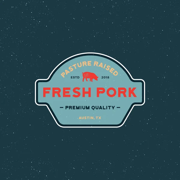 Etiqueta de cerdo fresco premium. emblema de la tienda de carne estilo retro. ilustración vectorial — Archivo Imágenes Vectoriales