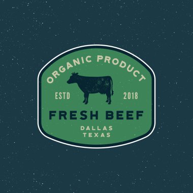 sigorta primi taze sığır eti etiket. Retro et Dükkanı amblemi tarz. vektör çizim