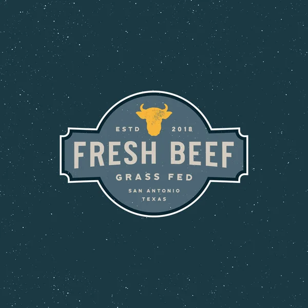 Etiqueta de carne fresca premium. emblema de la tienda de carne estilo retro. ilustración vectorial — Archivo Imágenes Vectoriales