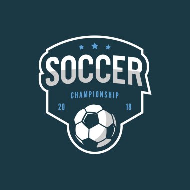 Futbol, futbol logosu. Spor amblemi. vektör çizim