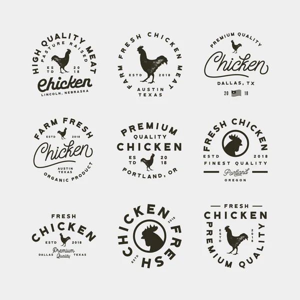 Ensemble d'étiquettes premium de viande de poulet fraîche. illustration vectorielle — Image vectorielle