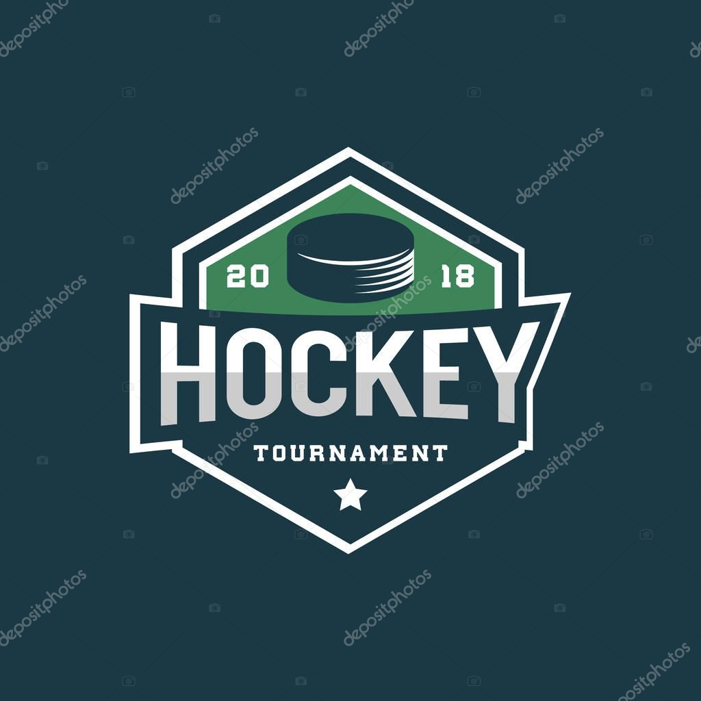 Hockey logo. sport emblem, badge, design elements, logotype template vector illustration