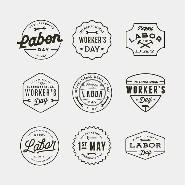 Conjunto de insignias del día del trabajo. día internacional de los trabajadores vector Ilustración — Vector de stock