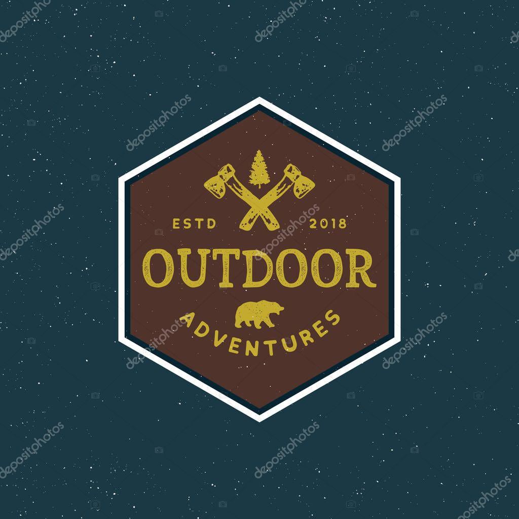 Vintage wilderness logo. hand drawn retro styled outdoor adventure emblem, badge, design elements, logotype template. vector illustration