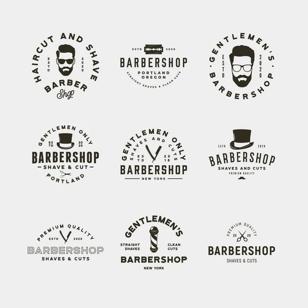 Set of vintage barbershop logos. retro styled hair salon emblems. vector illustration — Stock Vector