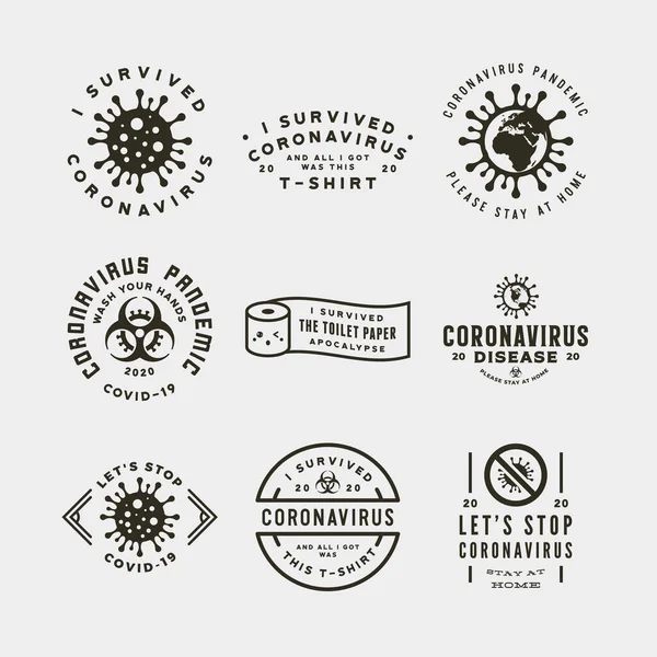 Insignias pandémicas de coronavirus. salud e ilustración de vectores médicos. conceptos de diseño de camisetas . — Vector de stock