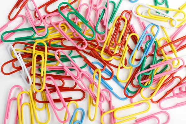 Colorful Paper Clips White Background — Stock Photo, Image