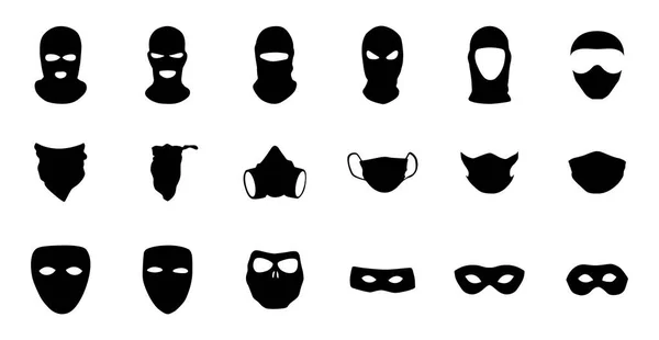 Vector masks of criminals, bandits and mafia — Stock Vector