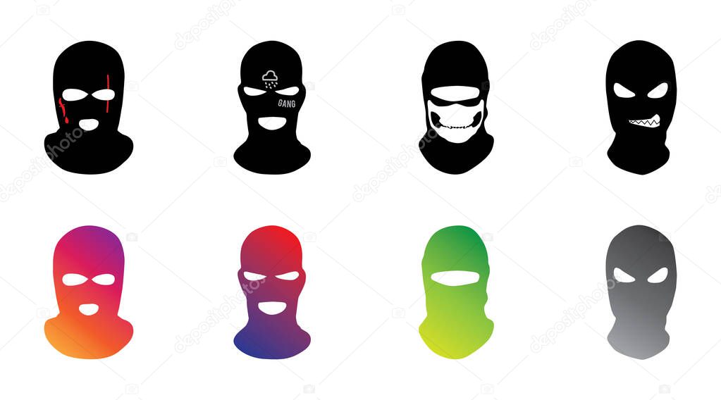 Vector masks of criminals, bandits and mafia