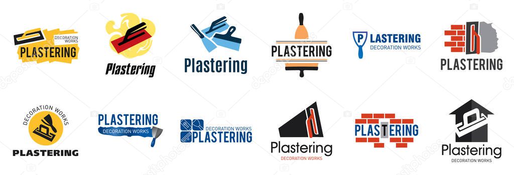 Vector set of plastering finishing company logos