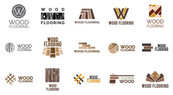 Conjunto vetorial de logotipos de pisos e revestimentos de madeira — Vetor de Stock