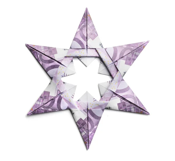 Picture of origami snowflake from Euro banknotes — 스톡 사진