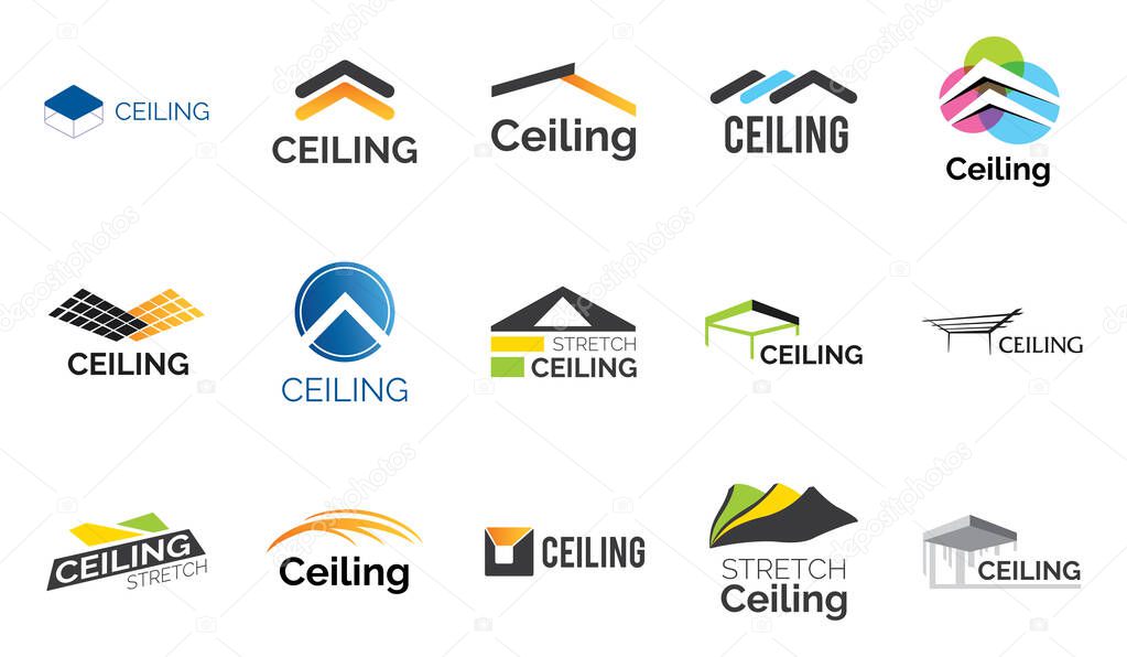 Vector set of ceiling logos and stretch ceilings