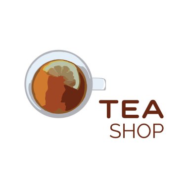 Çay dükkanı ve kafenin vektör logosu