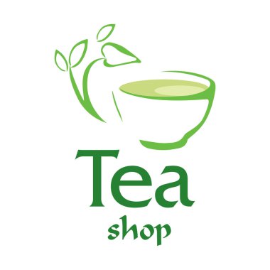Çay dükkanı ve kafenin vektör logosu