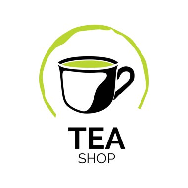 Çay dükkanı ve kafenin vektör logosu