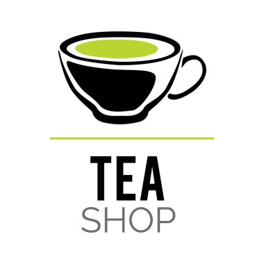 Çay dükkanı ve kafenin vektör logosu