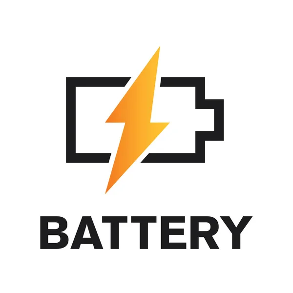 Logotipo vectorial de batería eléctrica, carga y alimentación — Vector de stock