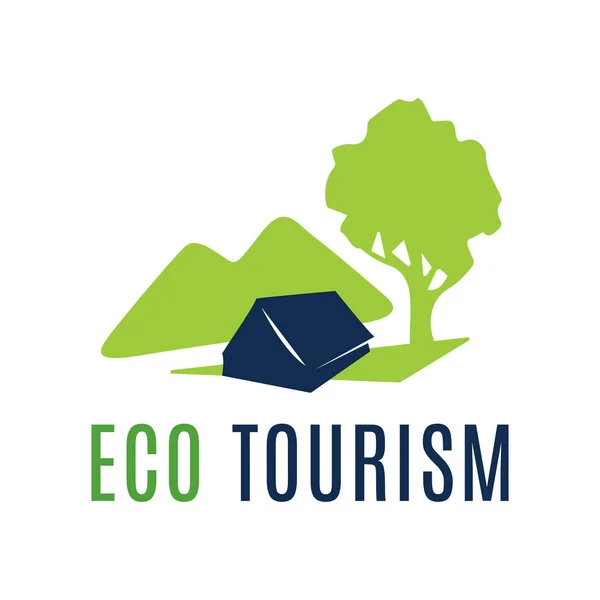 Logotipo do vetor de eco-viagem, turismo e camping — Vetor de Stock