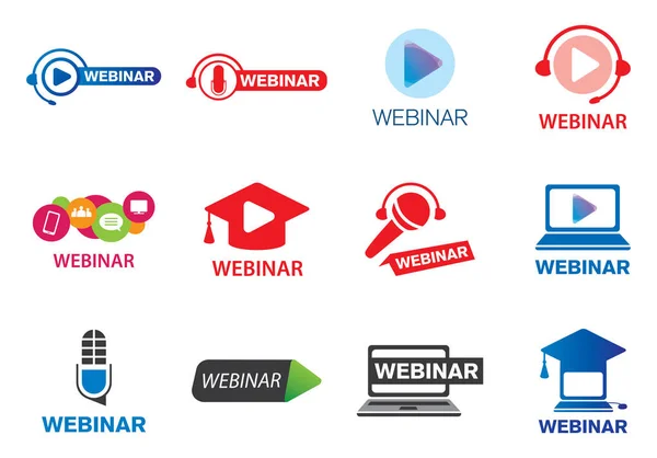 Logotipo Vetor Para Webinar Online —  Vetores de Stock