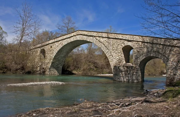 Régi Kőhíd Grevena Görögország — Stock Fotó