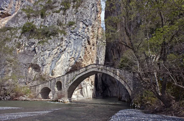 Starý Kamenný Most Přes Řeku Grevena Řecko — Stock fotografie
