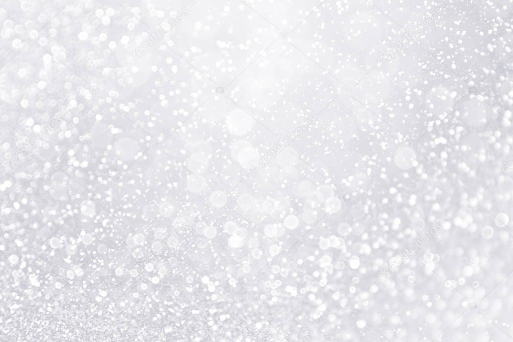 Glitter Winter Snow Fall White Silver Background or Shiny Bling 