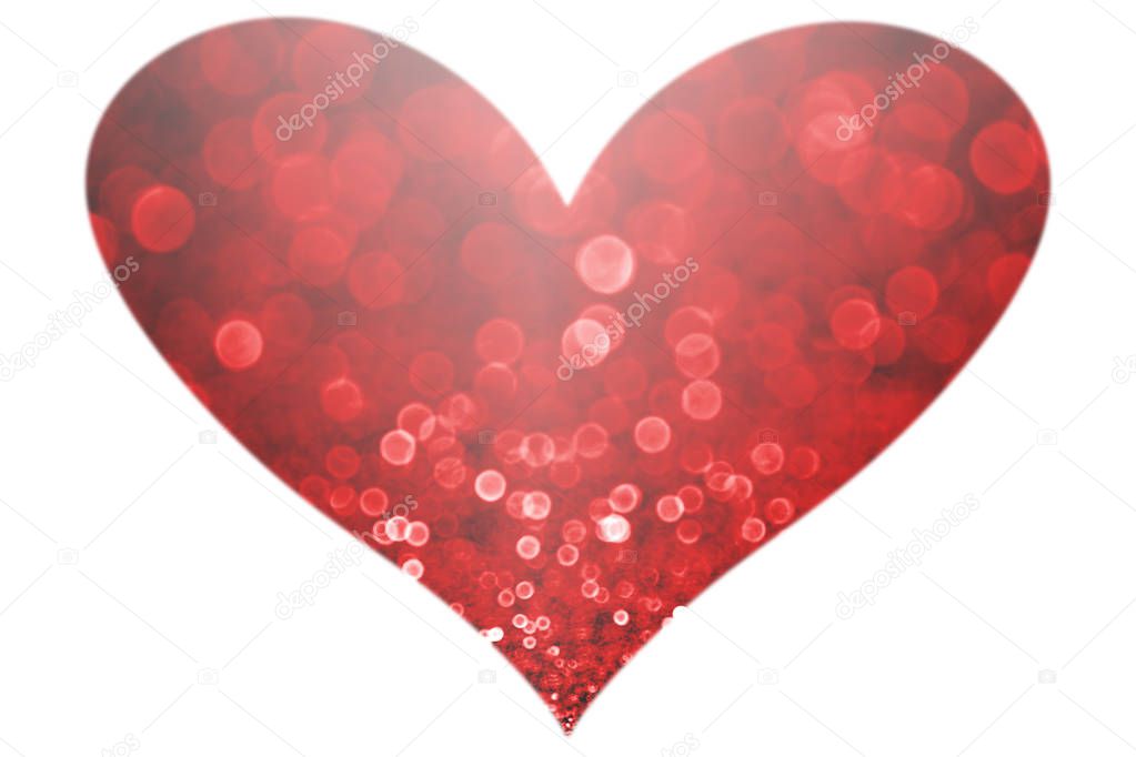 Red Glitter Sparkle Heart on White for Valentine Love