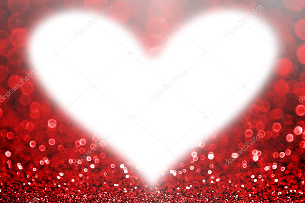 Red Glitter White Heart Shape Valentine
