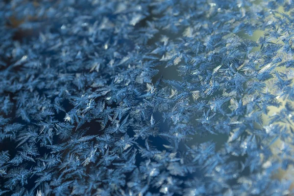 Flores de hielo en el parabrisas de un coche —  Fotos de Stock