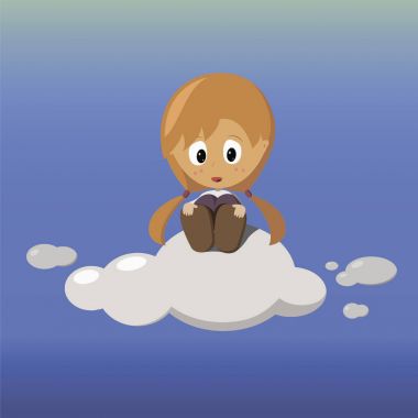 Bulutların üzerinde küçük kız