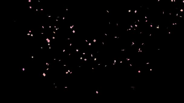 Diffusione festiva di coriandoli viola su sfondo nero HD — Video Stock