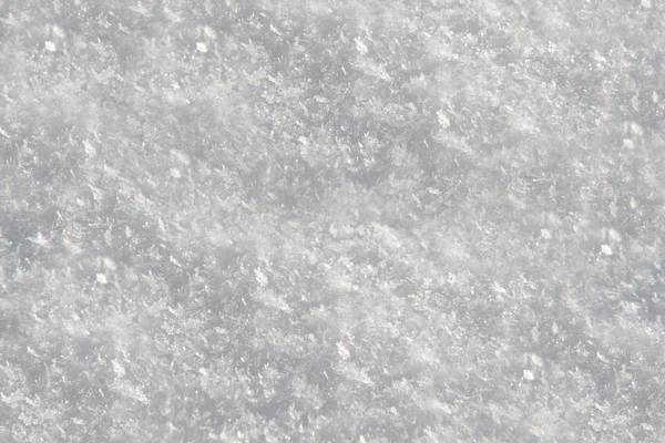 Crystals of white snow close-up.Texture or background
