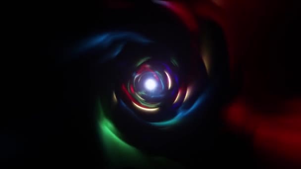 Elementi di particelle multicolori rotanti nello spazio HD 1920x1080 — Video Stock