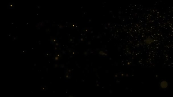 Animation von Feinstaubpartikeln von goldener Farbe auf der Oberfläche auf schwarzem Hintergrund hd 1920x1080 — Stockvideo