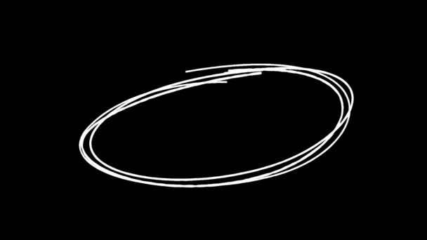 Gradual appearance of a hand drawn circle on a black background HD — Stock Video