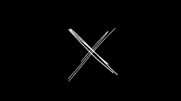 The gradual appearance of a hand-drawn cross on a black background HD — Stock Video