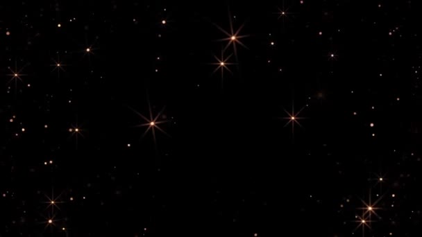 Animazione di palline sfocate tremolanti e stelle su uno sfondo nero HD — Video Stock