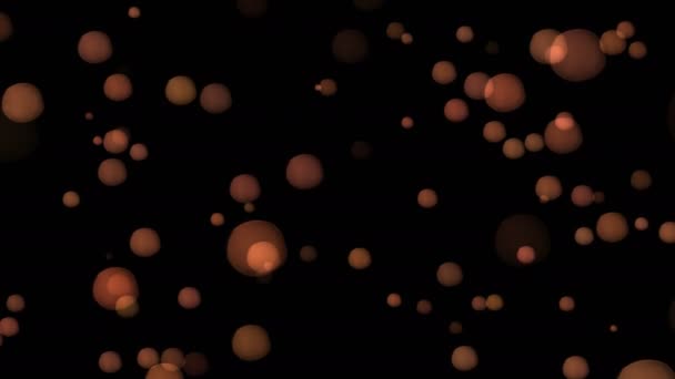 Animation de l'apparition de bulles tridimensionnelles brunes scintillantes sur fond noir 4k — Video