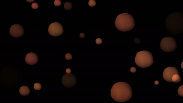 Appearance of three-dimensional flickering brown bubbles on a black 4k background — 비디오