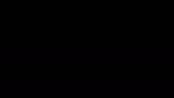 Animación de un saludo volador púrpura sobre un fondo negro de 4k — Vídeos de Stock