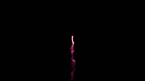 Festive unique feu d'artifice rouge brillant sur un fond noir 4k — Video