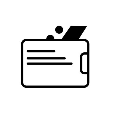 M-cüzdan simgesi çizgi anahat stili için beyaz arka plan üzerinde izole 