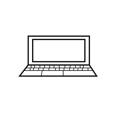 Dizüstü bilgisayar simgesini satırın anahat stili beyaz zemin üzerine izole