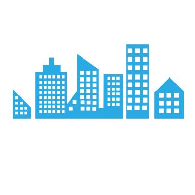 Mavi şehir manzarası ve izole simgesi çizgi anahat stili oluşturma 